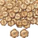 Yoption Initial M Wax Seal Stickers, 100 Pack Gold Self Adhesive Letter Envelope Seal Stickers for Wedding Party Birthday Christmas (M)