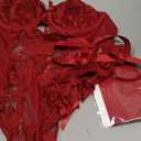 Lilosy Sexy Stocking Lace Mesh Bodysuit Top Underwire Garter Lingerie Set 3 Piece (Burgundy Red) XL