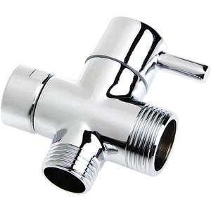 Shower Diverter Valve Replacement, 3 Way T-Adapter Shut-Off Valve for Shower Head Arm Diverter, Round G3/4 Female Inlet x G1/2 & G3/4 Outlet