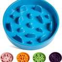 LE TAUCI Slow Feeder Dog Bowls Ceramic, 3 Cups Slow Feeding Dog Bowl Medium Large Breed, Puzzle Pet Dishes,Vortex Blue