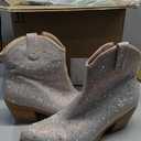 FIFSY Women Rhinestone Cowboy Boots Glitter Chunky Heel Sparkly Cowgirl Ankle Boots…,8.5 (Pink)