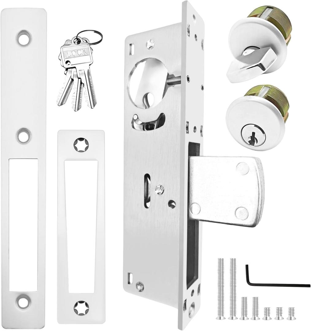 Storefront Door Mortise Lock Swing Deadbolt, Commercial Door Locks with Double Cylinder Deadbolt, Door Lack Replacement Parts for Storefront Entry Doors (1-1/8inches Backset) 