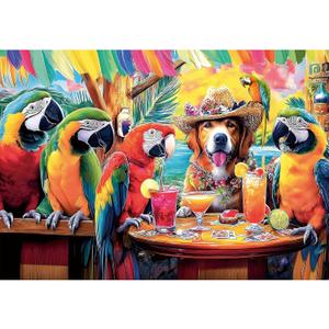 2000 Piece Puzzle for Adults, Puzzles for Adults 2000 Pieces, Funny Parrots Dog Party Jigsaw Puzzles, Family Fun Puzzle Perfect for Game Nights, 39" X 28"