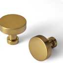 Goo-Ki 6 Pack Brushed Gold Cabinet Knobs Kitchen Drawer Knob Zinc Alloy Solid Hardware - Modern Single Hole/Screw Bar Cabinet Pulls Handles for Dresser Bathroom (1.2 Inches)