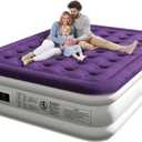 CHILLSUN Queen Air Mattress With Built in Pump, 18" Raised Upgraded Inflatable Mattress Blow up Mattress, Strong Support Puncture Resistant Air Bed for Camping Home&Guests, Colchon Inflable 650lbs Max (Purple)
