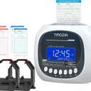 Time Clock for Employees Small Business, 6 U.S. Time Zones, Automatic Daylight Saving & Auto Time Update, Punch Card Time Recorder with 6 Punches Per Day-100 Time Cards and 2 Ribbons