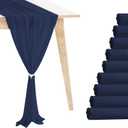 12 Pack Navy Blue Table Runner 10ft Romantic Chiffon Table Runner for Wedding Baby Shower and Birthday Party Cake Table Decorations(120 x 12 in)