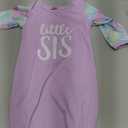 AMAWMW Newborn Baby Girl Little Sister Sleeper Gown Stripe Long Sleeve Nightgown Pajamas Gifts Stuff Essential Outfit (0-6 Months, K Purple Tie Dye Sleeve)