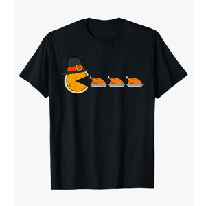 Funny Video Game Eating Turkey Thanksgiving Gamer Boys Kids T-Shirt, XXL
