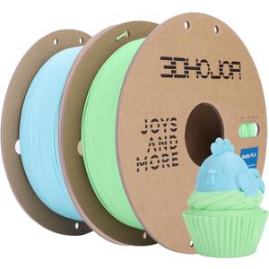 3DHoJor Matte PLA Filament 1.75mm, Upgrade Matte 3D Printer PLA Filament, 1KG*2 Bundle Cardboard Spool 3D Printing Filament for 3D Printers(Matte Green+Blue 2Pack)