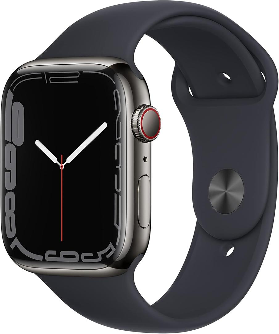 Apple Watch Series 7 (GPS + Cellular, 45MM) Graphite Stainless Steel Case with Midnight Sport Band