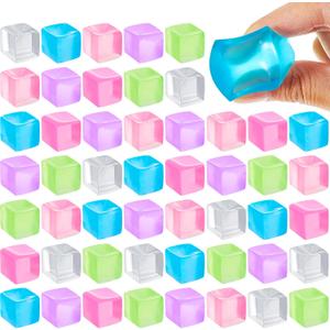 Poen 50 Pcs 0.98 x 0.98 inches Stress Cube Toys Party Favors Gifts Fidget Stress Relief Sensory Cube Toys for Adults, Random Colors (Classic Color)