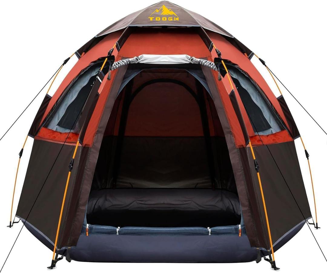 Camping Tent with Instant Setup, 2/3 Person Weatherproof Tent Easy Quick Set Up in 60 Seconds with Rainfly Backpack Tent for Family Camping & Hiking, Upgraded Ventilation,Center Height 66-inch (Brick 4 windows)