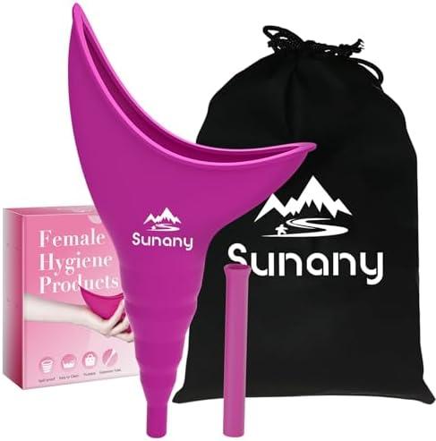 Sunany Female Urinal, Female Urinal with Silicone Funnel, Portable for Standing Female, Reusable Urinal for Female Toilet, for Outdoor, Activities, Camping, Travel