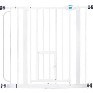 Carlson 29.5–36.5” Extra Wide Dog Gate with Small Pet Door, Walk-Through Pressure Mounted Metal Indoor Pet Safety Gate, Tested and Trusted by Pet Parents, American Designed, American Owned