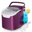 Countertop Ice Maker Machine, 8 Ice Cubes in 6 mins, 26lb/Day Bullet Ice with 2 Sizes- Portable Mini, Energy Saving & Basket/Scoop for Home/Party/Travel/Camping/Bar,Purple