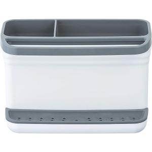Glad Kitchen Sink Organizer Caddy with 2 Compartments | Sponge Holder for Soap, Scrubber Brush, and Dish Cloth | Drain Holes and Pour Spout Keeps Countertop Dry