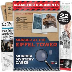 Lucky Egg MMC Death in The Eiffel Tower  Thrilling Murder Mystery Games for Adults in Paris  22 Realistic Evidence Pieces, 150 Min Gameplay (3/5 Difficulty)  Cold Case Files Game for 1-10 Players