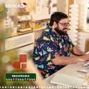 BRISIRA Big and Tall Christmas Shirts for Men Santa Hawaiian Vacation Short Sleeve Button Down Holiday Shirt Lightweight (Large, Blue-reindeer Santa)