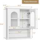 CJL Bathroom Wall Cabinet with Fluted Door, 18.9'' x 23.6'' Medicine Cabinet, Over The Toilet Storage Cabinet, White, 18.9''W x23.6''H x 9.2''D
