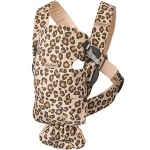 BabyBjrn Baby Carrier Mini, Cotton, Beige/Leopard | Newborn Carrier (7-25 lbs), Ergonomic, Easy-to-Use