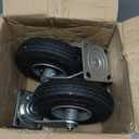 2-Swivel 8" Pneumatic Caster with zinc top Plate 360 Degree RotationBlack Rubber Wheel - Capacity 700 lbs.