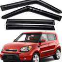 Lightronic Extra Durable Outside-Mount Auto Vent Window Visor, Fits 2010-2013 Kia Soul, UV Protection Rain Guard, Original Wind Deflector, No-Drill Easy Install, Dark Smoke, 4-Pcs