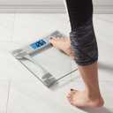 Taylor Digital Bathroom Scale for Body Weight, Large 12.2 Inch Glass Platform, Blue Backlit LCD Display, 440 lb Capacity, Weight Tracking for 2 Users, Clear