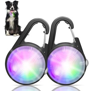 Dog Collar Light, 4 Modes Dog Lights for Night Walking, Rechargeable LED Pet Collar Light for Nighttime Clip on, IP68 Waterproof Pet Walking Accessories-2 Pack(Black)