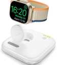2025 Upgraded Portable Charger for Apple Watch 2000mAh Power Bank - Foldable Wireless Magnetic iWatch Chargers for Series 2-10/SE/Ultra1/2, Emergency Backup Charger with Type-C Travel Cable (White)