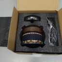 Ceramic Holder Electric Incense Burner Enamel Builtin LED Lights Simulate Flames, Classical, Elegant and Highend Hollow Design