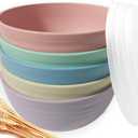 5 Pack Unbreakable Wheat Straw Bowls with Lid, 26 OZ Cereal Bowls for Kitchen, Dishwasher Safe Soup and Salad Bowls, Reusable microwave bowl for Ice Cream,Snack and Fruits, 6in