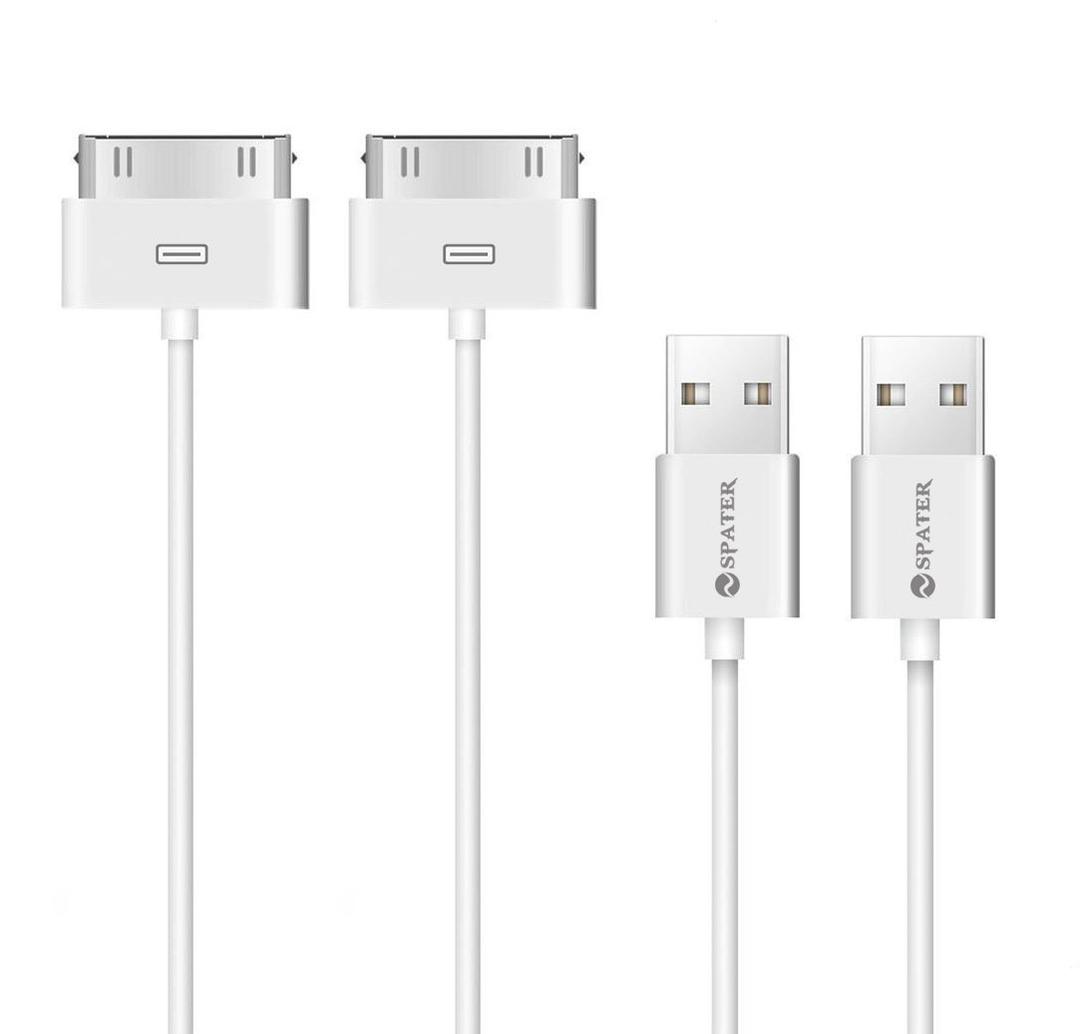 Spater iPhone 4s Cable, 30-Pin USB Sync and Charging Data Cable for iPhone 4/4S/3G/3GS, iPad 1/2/3, and iPod (5'/1.5 Meter) - Pack of 2