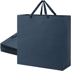 Sdootjewelry Navy Gift Bags Large, 17"x7"x17" Navy Blue Kraft Paper Gift Bags with Handles 3 Pack Heavy Duty Matte Tote Paper Bags, Shopping Bags, Kraft Bags, Party Bags, Retail Bags for Christmas Business