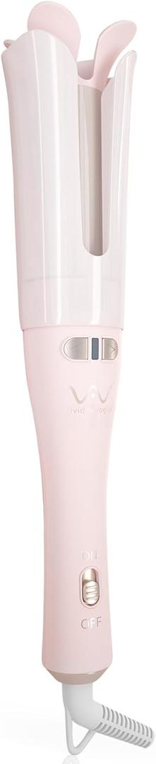 Automatic Rotating Curling Iron, Pumped-Up Volume, Long Barrel Curling Wand for Long Hair, Ceramic Hair Curler for Women, Lasting Volume, Volumizing Hair Iron, Gold Blush, 1.26 Inch