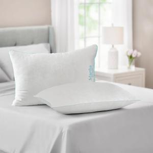 Martha Stewart Heriloom Jacquard Down Alternative Pillows, Standard/Queen Size Set of 2 - Medium Support for Stomach, Back and Side Sleepers (White)