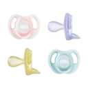 Tommee Tippee Ultra-Light Silicone Pacifier, 6-18 Months, Symmetrical One-Piece Design, BPA-Free Silicone Binkies, Pink/Violet/Yellow, Pack of 4