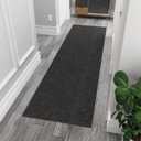 Ottomanson 2' x 10' Hallway Runner with Scraper Pile Extra Durable Non-Slip Rug Mat for Indoor & Outdoor Use - Ideal for Kitchen, Entryway, Patio & Garage - High-Traffic Carpet, Black