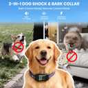 2-in-1 Dog Shock Collar and Bark Collar with Remote Control, Dog Training Collar Remote 3300FT, IPX7 Waterproof, Dog Shock Collar for Large Medium Small Size Dog, Dog Bark Collar with Flashing Light