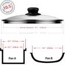 10.5 Inch Glass Lid for Frying Pan, Fry Pan, Skillet, Pan Lid, Fits Pot, Cast Iron Skillets 10.5", Clear