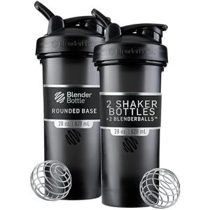 BlenderBottle Classic V2 Shaker Bottle Perfect for Protein Shakes and Pre Workout, 28-Ounce, Black, Pack of 2 