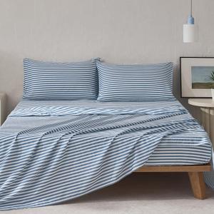 JELLYMONI 100% Cotton Bed Sheets Set – Yellow and White Stripes, Full Size, Soft Bedding with Deep Pocket Fitted Sheet, Flat Sheet & Pillowcases