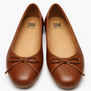 SMNY Low Heel Flat Shoes Comfortable Bowknot Decoration Casual Ballet Shoes, Brown, 9