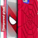 Grifobes for iPhone SE 2022/2020 Case, for iPhone 8/7 / 6 / 6S with [2Pack] Tempered Glass Screen Protector, Heavy Duty Shockproof Protective iPhone SE 3rd/2nd Generation Cover 4.7" for Kids Boys (#01 Red & Blue)