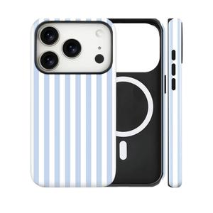 KANGHAR Compatible with iPhone 17 Pro Max Case 2025, Aesthetic Stripes Cute Pattern, Support for MagSafe Shockproof Cover for Girls Women -Blue