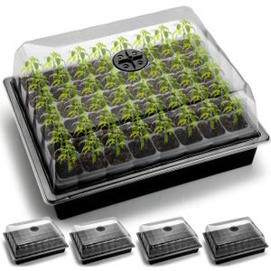 5-Pack No Drip Seed Starter Trays with 4" Humidity Dome - 240 Cells Deep Root Plug Trays, 2.76" Depth for Strong Roots Perfect for Vegetables, Herbs, Flowers & Plant Propagation, Gardening Supplies