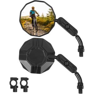 Bike Mirrors, 2 Pack Bicycle Mirrors for Handlebars, HD Convex Glass Mirror,Bike Accessories360 Fully Adjustable, Shock-Resistant Bicycle Mirrors for MTB, E-Bike, Scooter & Motorcycle