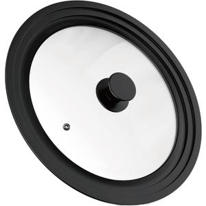Universal Lid, Tempered Glass Lid with Heat Resistant Silicone Rim for Pots Pans Skillets, Dishwasher Safe Cookware Replacement Lid