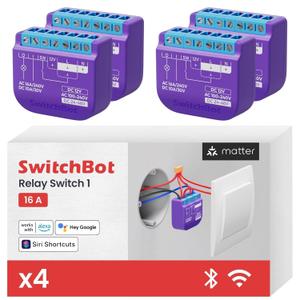 SwitchBot WiFi Switch Compatible with Alexa/Apple Home/Google Home/Matter (Hub Required), Power-Measuring Relay Switch Module with Integrated Bluetooth Repeater and Dry Contact, 2.4 GHz, 16 A