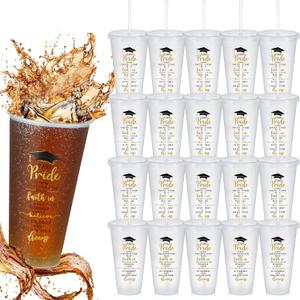 36 Pcs 2025 Graduation Plastic Cups with Lids and Straws Graduation Gifts 24 oz Reusable Tumblers Bulk Class of 2025 Gifts for Grad Party(Clear)